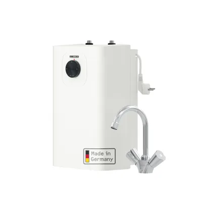 Produktbild von STIEBEL ELTRON Kleinspeicher SNU 5 Plus, Küchenarmatur WST-W, kompakt, antitropf-, thermostop-Funktion, Untertischboiler 5 Liter Niederdruck, Stecker