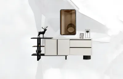 Immagine prodotto di Credenza Credenza con specchio Set di credenze Cassettiera moderna Bianco