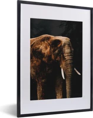 Produktbild von MuchoWow® MuchoWow® Gerahmtes Poster Elefant - Schwarz - Farbe 30x40 cm - Poster mit zchwarzem Bilderrahmen - Wandposter Schlafzimmer