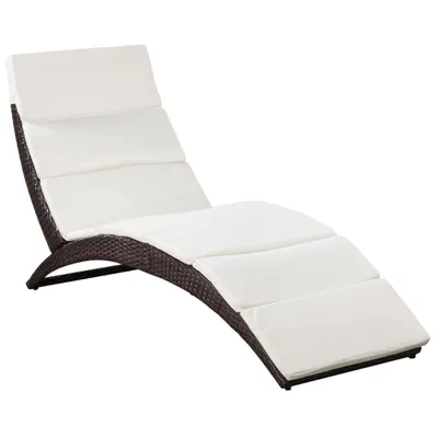 Produktbild von vidaXL Klappbare Sonnenliege mit Auflage Poly Rattan Braun