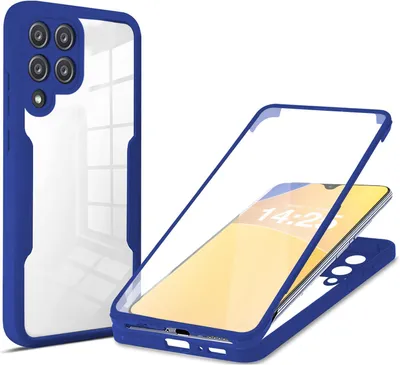 Produktbild von 360 Grad Rundum Schutz Handyhülle für Samsung Galaxy A12 Full Cover Vollschutz Case Farbe: Blau