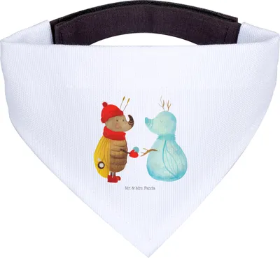 Produktbild von Mr. & Mrs. Panda Hunde Halstuch Nachtfalter Schneemann - Weiß - Geschenk, Weihnachtsgruß, Schnee, Hund, Hunde-Bandana, Hundehalstuch, Weihnachten, Winter, Tuch