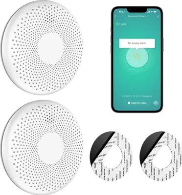 Produktbild von SAVS CS11W Kombinierter Rauch und CO Melder WLAN 2er-Pack – 10 Jahre Batterie – Smart WiFi kompatibel mit Tuya App – Montage ohne Bohren