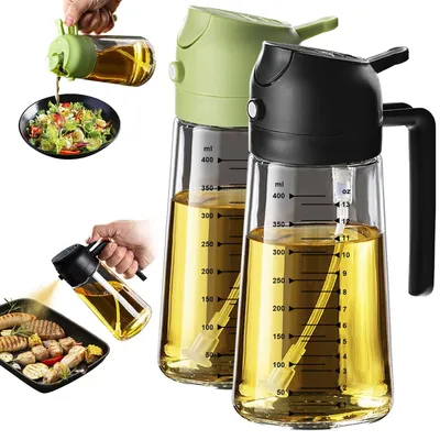 Zdjęcie produktu dla Dozownik oleju 2-w-1 - butelka/spryskiwacz - 470 ml - bez BPA - do kuchni/grilla - innowacyjne akcesorium kuchenne