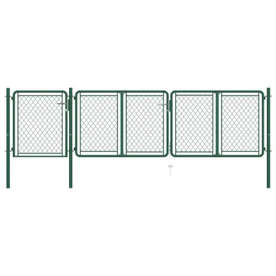 Imagen del producto de Puerta de jardín de acero, 400 x 100 cm, color verde