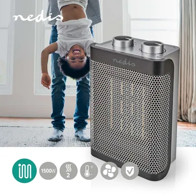 Produktbild von Keramik Heizlüfter eckig mit Kippschutz, Thermostat, max 1500 Watt, compact 21 cm hoch