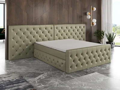 Produktbild von Boxspringbett SVEN 160 x 200 mit 2 Bettkästen, Bonell-Matratze und Topper. Farbe: Beige