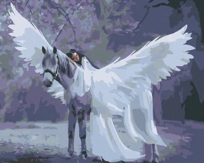 Produktbild von Zuty - Malen nach Zahlen - ENGEL AUF EINEM EINHORN, 40x50 cm, ohne Keilrahmen
