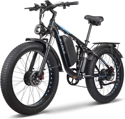 Immagine prodotto di E-mountain bike - EB7 Pro - Motore a mozzo doppio da 2000W - Batteria al litio da 52V-23Ah - Ruote da 66 cm - 7 rapporti - Freni idraulici doppi - Colore: blu