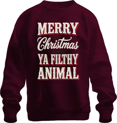 Immagine prodotto di Pullover felpato unisex Merry Christmas, animali sporchi e divertenti, bordeaux, 3XL
