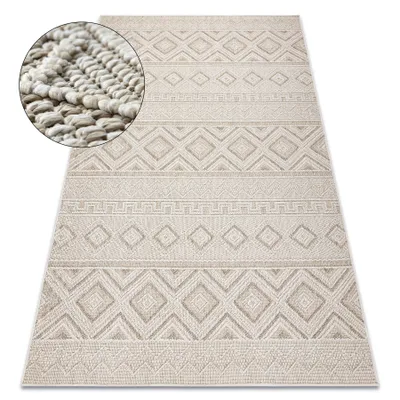 Obrázok produktu pre Koberec JERSEY 19234 béžový - Kosoštvorce, štrukturálny, slučkový BOHO béžový 180x270 cm