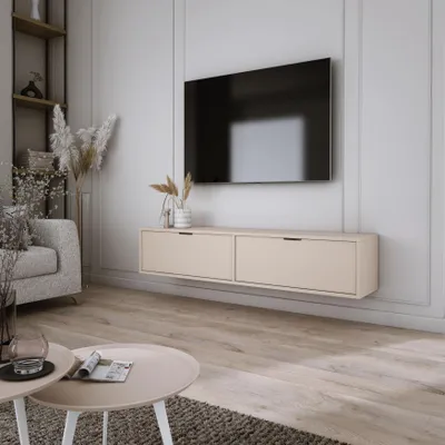 Image de Armoire TV 140 cm suspendue Cachemire AURA - Une élégance discrète pour des intérieurs modernes