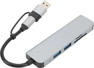 Obrázok produktu pre 5 v 1 USB rozbočovač typu C 5Gbps 3 USB3.0 Dátové porty Čítačka pamäťových kariet USB C rozbočovač adaptér pre telefón Tablet Počítač