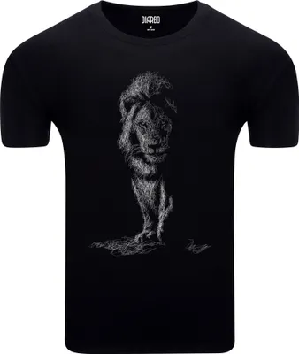 Produktbild von Diarbo Herren T-Shirt mit Tierliebhaber Druck Skizze eines Jagdlöwe Schwarz Gr.S