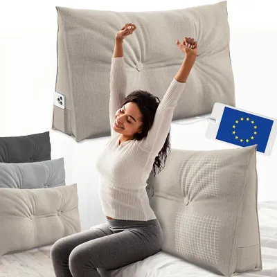 Produktbild von Rückenkissen Keilkissen - 70 cm - Für Bett und Sofa - Mit Seitentasche