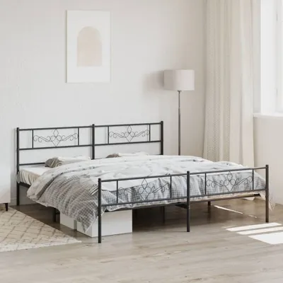 Produktbild von Möbel Bettgestell mit Kopf- und Fußteil Metall Schwarz 180x200 cm - Klassische Betten 355289