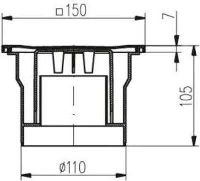 Produktbild von Spodní podlahový přívod D 110 mm, černý, ENPRO