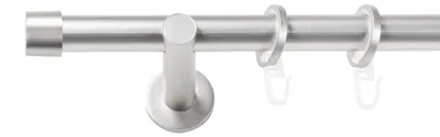 Produktbild von SN Deco Gardinenstange Brest, 19 mm, 1-läufig, Stahl, Komplett-Set mit Ringen, Auflageträger, 360 cm, chrom matt