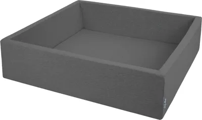 Produktbild von KiddyMoon quadrat bällebad bällepool 120x30cm/keine bälle ? 7cm eckig ballgruben für babys spielbad kleinkinder, hergestellt in der eu, dunkelgrau