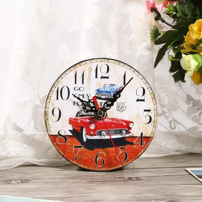 Image de Horloge murale antique créative Horloges rondes en bois style vintage Décoration de la maison et du bureau (#2)