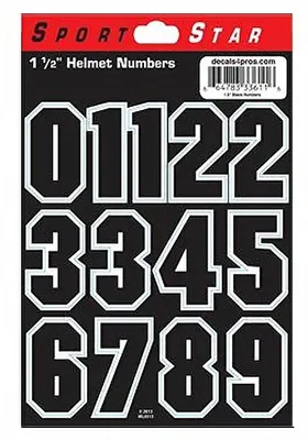 Produktbild von Helmnummern Sportstar Decals Set 0-9 schwarz