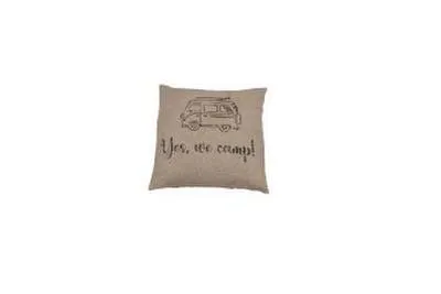Produktbild von David Fussenegger Kissenhülle Silvretta 'Yes, we camp' 50 x 50 cm Rauch - Beige