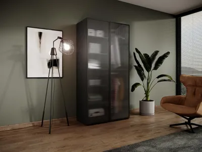 Produktbild von Masseno Drehtürenschrank ATELIO 101/200/51 cm Modern Kleiderschrank 2-türig Schwarz
