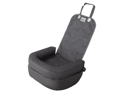 Produktbild von Doggy Hundeautositz Hundekorb Reisesitz – faltbare Hundeautobox für Auto Vordersitz & Rücksitz, mit Sicherheitsgurten Oxford Grau 55×42×57 cm