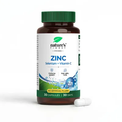 Image de Nature's Finest Zinc + Sélénium + Vitamine C - 10 mg zinc, 122,5 µg sélénium, 250 mg vitamine C, vegan - 30 gélules