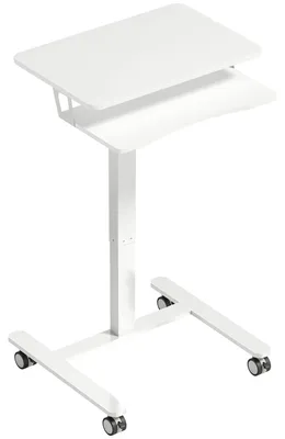 Immagine prodotto di Scrivania regolabile in altezza con supporto per tastiera e ruote | Colore: Bianco | Dimensioni: 65x60x71-107 cm