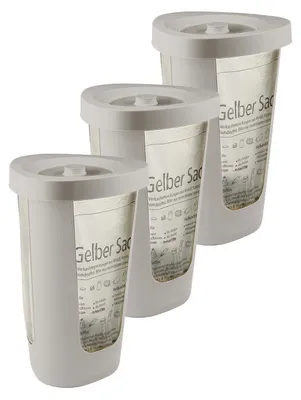 Produktbild von Rotho 3er-Set Müllsackständer 50L Fabu - Gelber Sack Halter - Müllsack Ständer 40,0 x 40,0 x 62,1 cm - Müllbeutelständer mit  Deckel