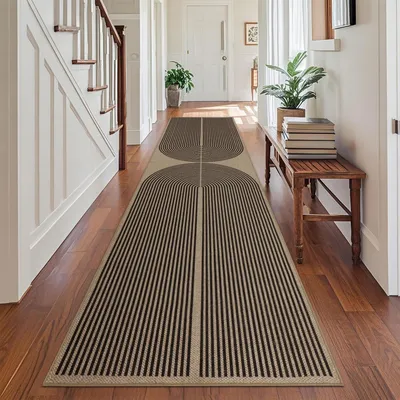 Immagine prodotto di Tappeto corridoio antiscivolo, 80x300 cm, lavabile, design moderno, colore marrone