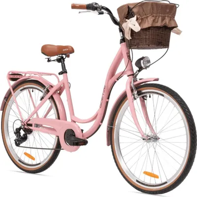 Produktbild von Goetze Mood 26 Zoll City Bike, 17 Zoll Tiefeinsteiger, 6-Gang Shimano Tourney, V-Bremse, LED-Beleuchtung, Gepäckträger, Korb mit Bezug