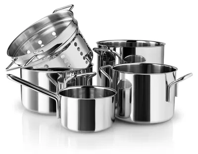 Topfset 5-teilig, Edelstahl, 1,1 l, 2,2 l, 3,6 l, 4,8 l