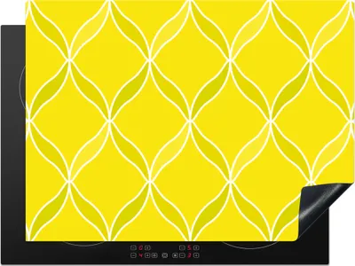 Produktbild von KitchenYeah© Herdabdeckplatte Zitrone - Muster - Kontur - Frucht , 71x52cm, Küche Deko, Glaskeramikkochfeld Herdabdeckung, Abdeckplatte fùr Kochfeld
