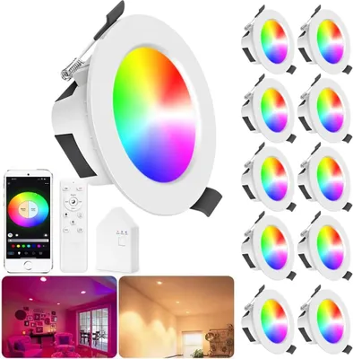 Obrázek produktu pro 10 ks RGBIC WiFi vestavěných stropních LED světelných bodů 230V
