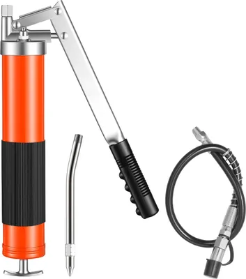 Image de Pompe à graisse - Kit pompe à graisse manuelle à poignée pistolet - Haute pression jusqu'à 689 bars - Capacité 0,4 l - Tuyau flexible 45,7 cm - Tube d'extension - Buse à pointe - Pour véhicules et bateaux