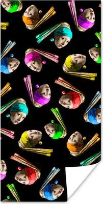 Produktbild von MuchoWow® Poster Das Mädchen mit dem Perlenohrring - Regenbogen - Schnittmuster 60x120 cm - Wandschmuck