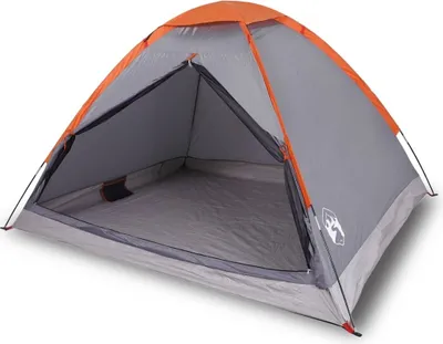 Produktbild von Kuppel-Campingzelt 4 Personen Grau und Orange Wasserdicht
