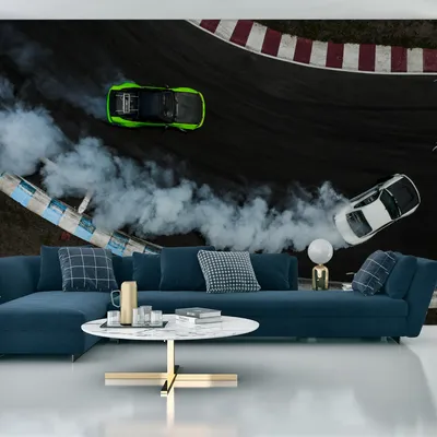 Produktbild von Muralo XXL Vlies FOTOTAPETE Rennbahn AUTOS Aussicht von oben (B) 104 cm x (H) 70,5 cm Tapete Wandtapete WOHNZIMMER SCHLAFZIMMER 4590