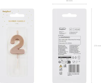 Image de Bougie d'anniversaire numéro 2 Bougie numéro 4,5cm or rose