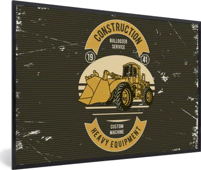 Produktbild von MuchoWow® MuchoWow® Gerahmtes Poster Bulldozer - Gelb - Zeichnung - Retro 30x20 cm - Poster mit zchwarzem Bilderrahmen - Kunstdruck - Bild-Poster