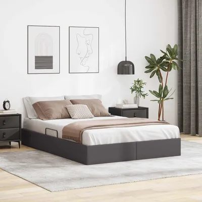 Productafbeelding van Maison Exclusive - Ottoman bedframe met opbergruimte, grijs, 140 x 200 cm, kunstleer