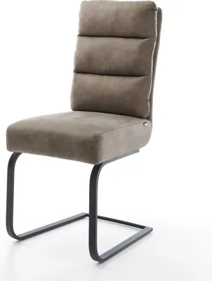 Produktbild von DELIFE Freischwinger Pela-Flex Mikrofaser Taupe Vintage Freischwinger flach Schwarz Taschenfederkern