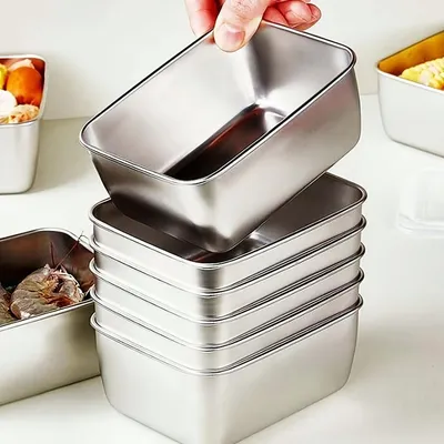 Produktbild von Lebensmittelbehälter Edelstahl 6er Set stapelbar auslaufsicher