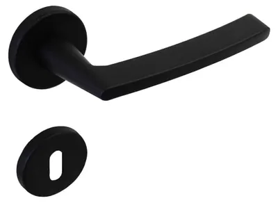 Productafbeelding van Binnen deurklink (set) van zamac met een mat zwarte afwerking