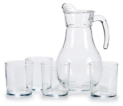 Obrázok produktu pre Sklenený džbán so 4 pohármi KARO