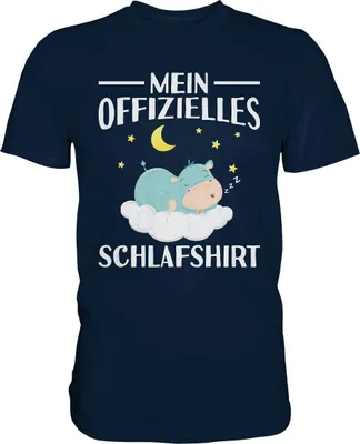 Produktbild von Offizielles Schlafshirt Nachthemd Schlafanzug Pyjama Nilpferd T-Shirt – Navy / XL