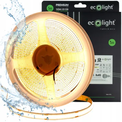 Obrázek produktu pro LED páska COB 480, 12V, 12W/m, 1320 lm/m, teplá bílá (3000K), vhodná do koupelny, stupeň krytí IP67, délka 5 metrů
