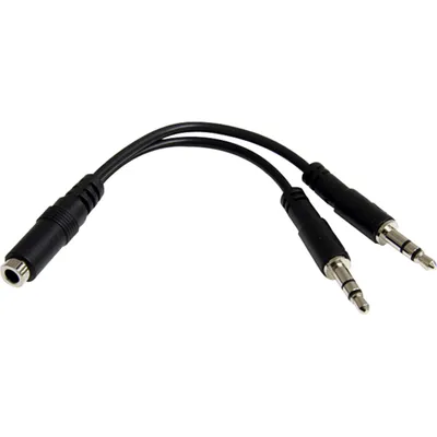 Produktbild von StarTech.com Kopfhörer-Splitter-Adapter 4 Pin 3,5 mm ein zu zwei Jack schwarz MUYHSFMM